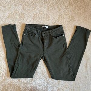 Zara Basic Denim Dark Green Stretch Denim Size 10
